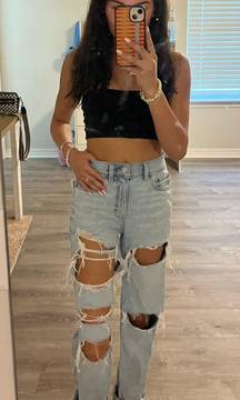 Baggy Wide leg ripped jeans