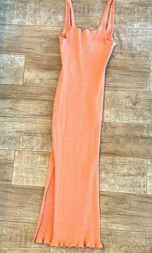 Honolua surf company, orange ribbed maxi dress