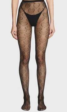 DOLLS KILL Blind Date Jitters Fishnet Heart Tights One Size