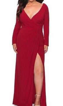 La Femme 29044 Long Sleeve Faux Wrap Jersey Gown Size 24 ALTERED