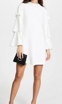 Alexis Marianne Dress in Ivory ruffle tiered sleeve high neck medium m