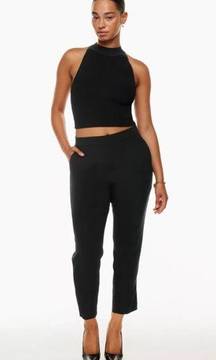 CHIARA BONI LA PETITE ROBE black petronilla crop luxury pant made in Italy