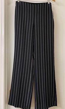 Wide Leg Black/White Striped Pant