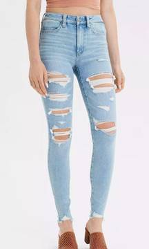 Outfitters super hi-rise light wash ripped jegging