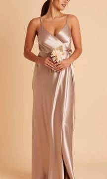 Birdy Grey Cindy Satin Wrap Bridesmaid Maxi Dress | XS