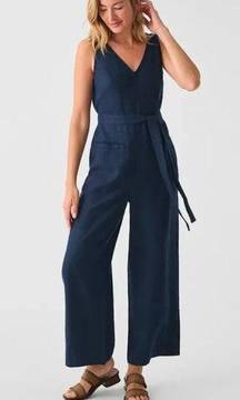 Faherty Catalina Linen Jumpsuit in Navy Blue Size XS