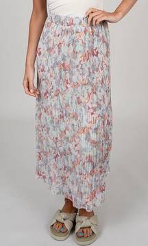 FLORAL PLEAT MAXI SKIRT PLEATED