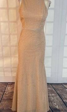 Christina Wu Sleeveless Slim Fluted Shimmery Dress Rose Gold Size 4