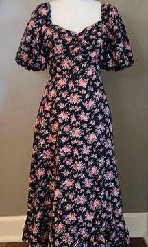 Hyacinth‎ House Black Floral Seaport Midi Dress Size Small