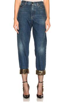 Chico’s Dark Denim Ankle Sequins Jeans 