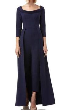 KAY UNGER Sienna Walk Through Maxi Jumpsuit Dress Gown Navy Blue Women’s Size 8