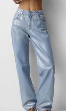 Straight fit metallic jeans