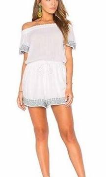 L*Space  Spring Fling white short sleeved romper with embroidery