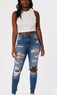 Curvy Hight Rise Super Skinny Ripped Jeans Soft Stretch