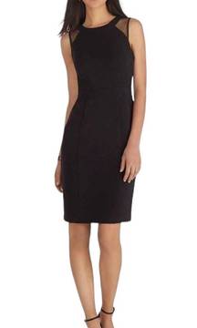 WHBM Iconic Mesh Inset Sheath Dress in Black Size 4