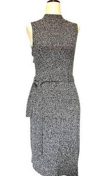 G.A.S. CO Knit Mockneck Midi Dress Size Medium Black White Tie Belt Australia