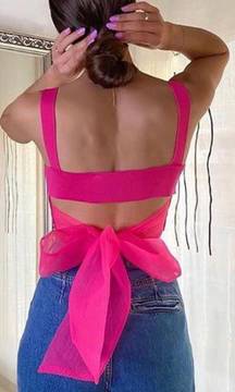 tie pink crop top