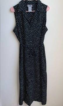 Studio I Petite Sleeveless Collared Shirt Dress (14P) Green Polka Dot