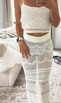 New Abercrombie And Fitch Crochet Skirt And Tank Set