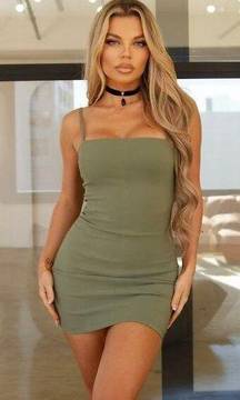 Tic Toc Olive Straight Neck Bodycon Mini / M NWOT