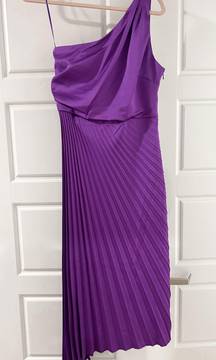 One Shoulder Ruched Dress- Purple