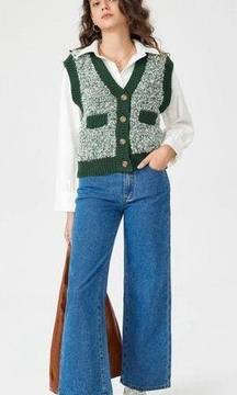 V-Neck Button-up Knit Vest