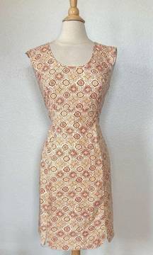 Y2K Ivory and Orange Cap Sleeve Boho Mandala Summer Dress