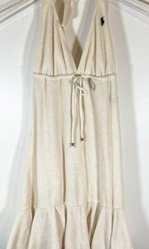 Ralph Lauren Ivory Terry Empire-Waist Halter Cover-Up Dress Size Small