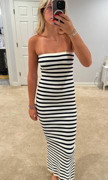 black and white striped  maxi dress