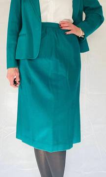 80’s Vintage ‘’ Teal Wool Blend Tailored Skirt Suit