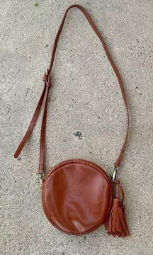 By Anthropologie Round Cossbody Purse with tassels