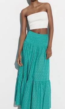 aqua teal turquoise alice maxi skirt boho print