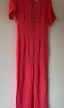 Vintage maxi dress with short sleeves, slit, and faux buttons