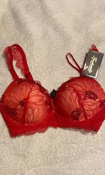 Frederick’s Of Hollywood 32C Blinged Out Push-up Bra NWT