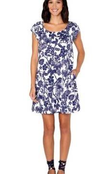 Tori Richard Honolulu Social Gathering Gabrien Tropical Dress Blue White 6