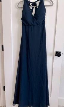 NWT  Moni Chiffon Convertible Bridesmaid Dress in Navy, Small, pockets