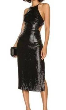 BARDOT Black Sequin Cut Out Midi Cocktail Dress 10 NWT