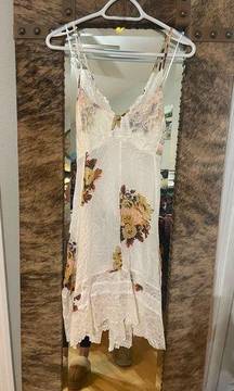 Free People Intimately Tea Combo Lace cross back dress NWT sz M