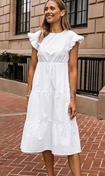 FASHION JACKSON THE DROP White midi dress white tiered midi dress size medium