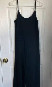 oak + fort black jumpsuit drawstring sleeveless wide leg