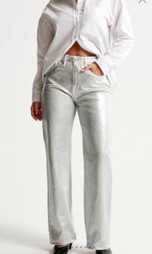 Abercrombie High Rise 90s Relaxed Curve Love - Metallic