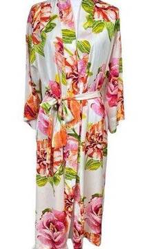 Women’s Classic Colorful Floral Printed Tie Robe Size Medium