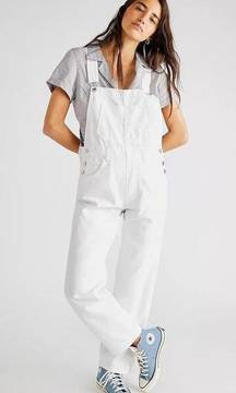 FREE PEOPLE Ziggy White Denim Overalls Size XL