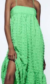 Green textured dress