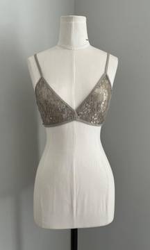 BNWT  Silver Sequins Embellished Bra