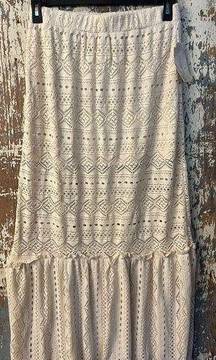 NWT Soulmates crocheted cream maxi skirt size Large