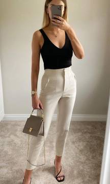 Cream High Waisted Trousers