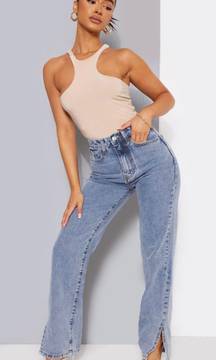 Vintage Wash Split Hem Jeans