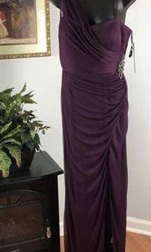 Onyx Nite Dress Women's 6 Embellished Off Shoulder Maxi With Rhinestones Purple