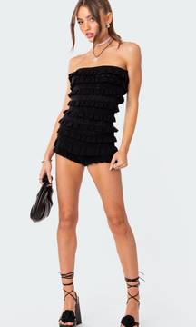 black ruffle romper